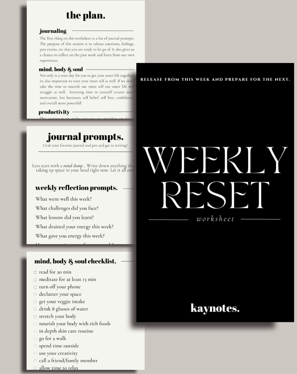 Weekly Reset Worksheet